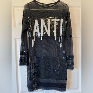 This is a Love Song x Dolls Kill Black Sequin Mesh Dress Anti Size Medium